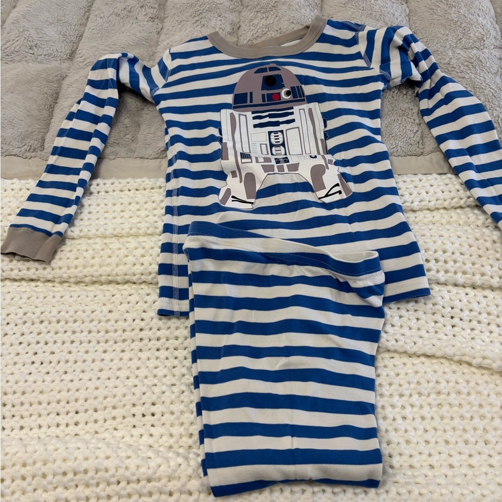 Hannah Andersson Blue and White Striped R2-D2 Pajama Set